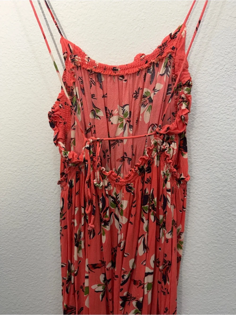 Free people Jolene Floral Spaghetti-Strap Coral Dress